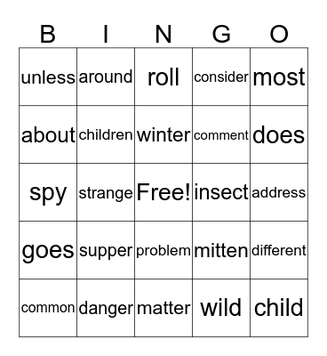 Level 3 Bingo Card