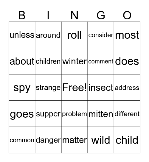 Level 3 Bingo Card