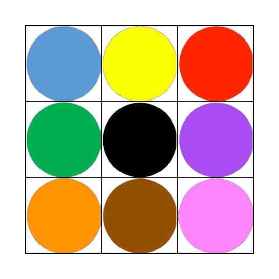 Les couleurs Bingo Card