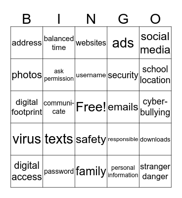 Digital Citizenship Bingo Card