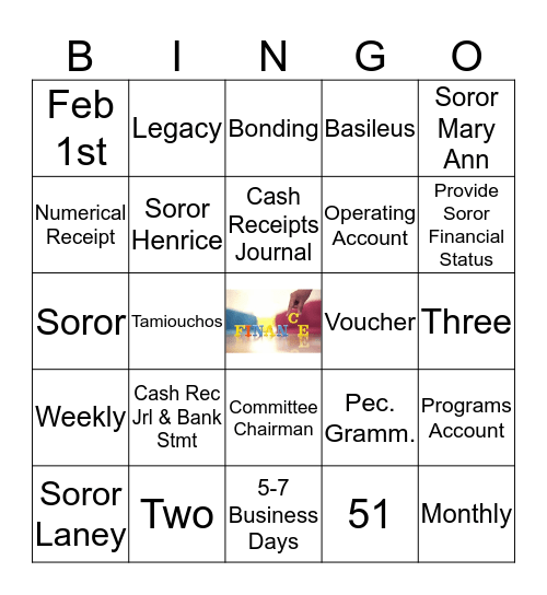 Finance Committee Bingo Lingo Bingo Card