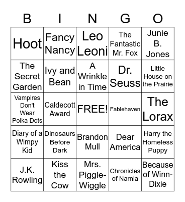 BOOK BINGO! Bingo Card