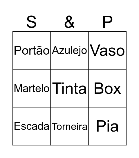 Bingo Chá de Construção  Bingo Card