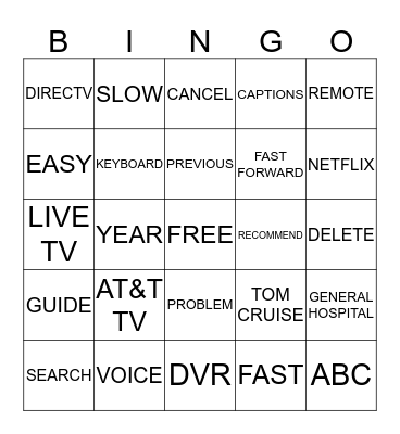 AT&T TV Benchmark Bingo Card
