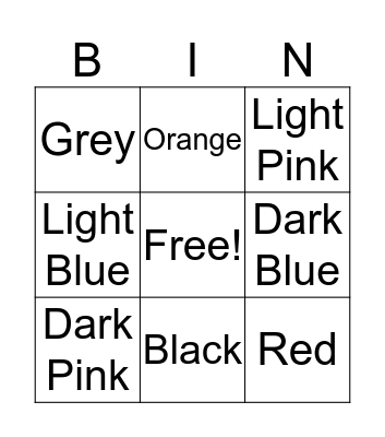 Color Bingo Card