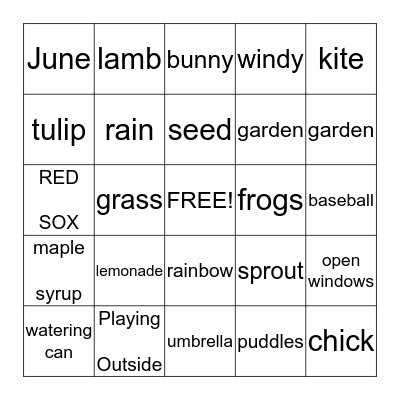 Everything Spring Bingo Card