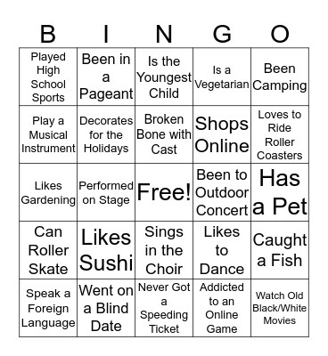 BINGO To Know You! Bingo Card