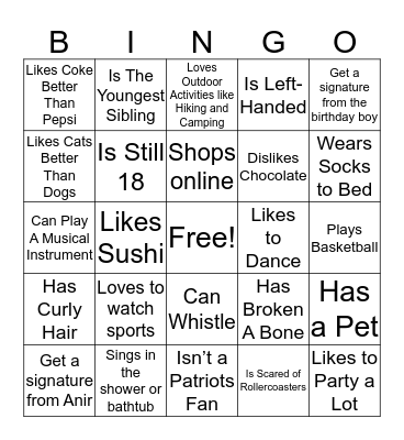 People Bingo Card