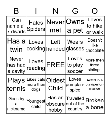 Teens Alive  Bingo Card