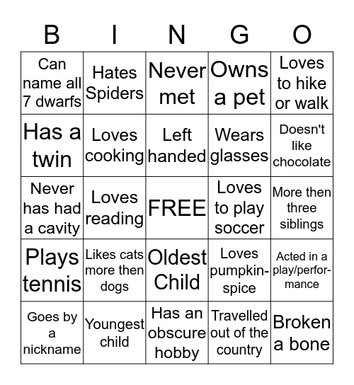 Teens Alive  Bingo Card