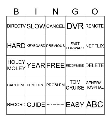 AT&T TV Benchmark Bingo Card