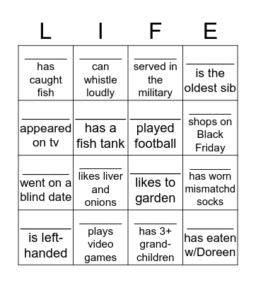 Getting to Know You Bingo Card