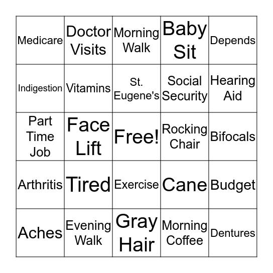 OVER  THE  HILL  BINGO Card