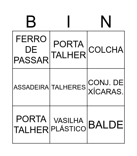 BINCO DA PRII Bingo Card