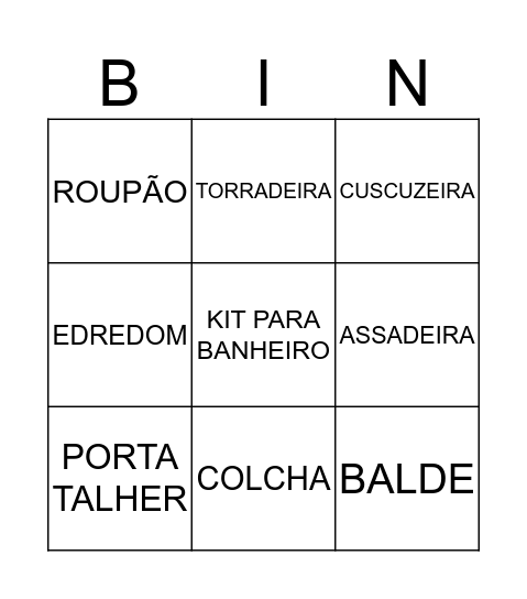 BINCO DA PRII Bingo Card