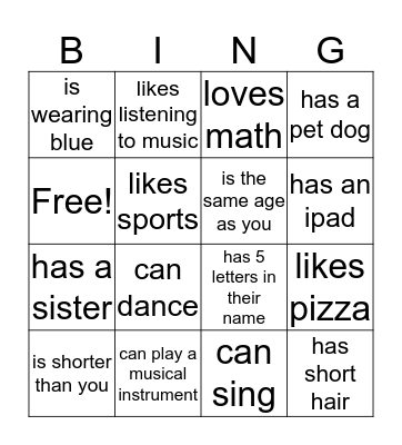 Find Someone Who Bingo Card