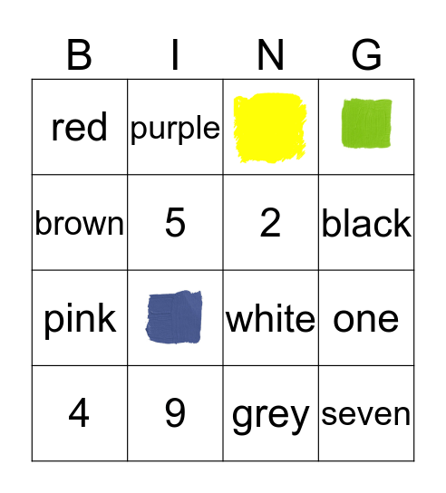 color and number Bingo Card