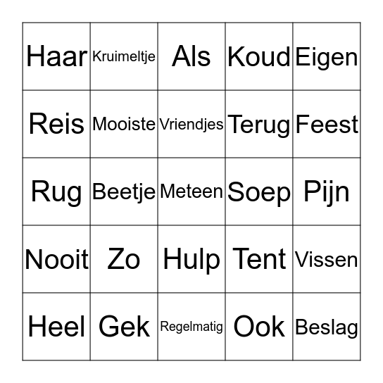 Kikker bingo Card
