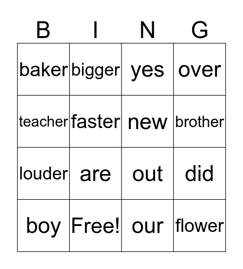 Week 10 Spelling  Bingo Card