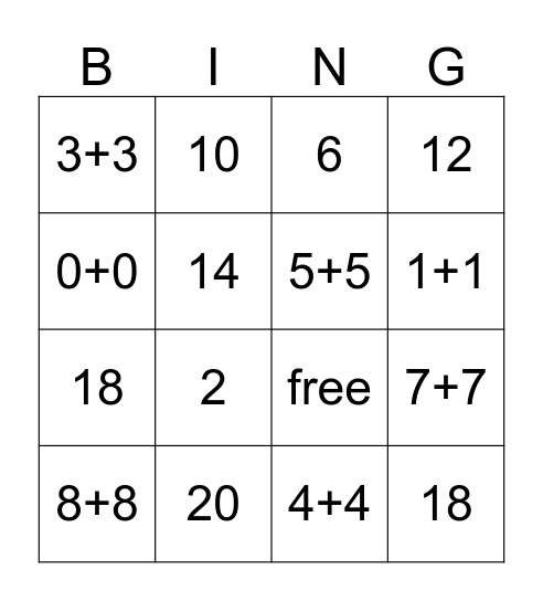 Bingo worksheet Bingo Card