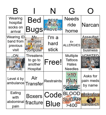 EMERGENCY ROOM BINGO Card