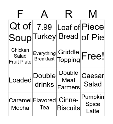 On the Farm Bingo Card