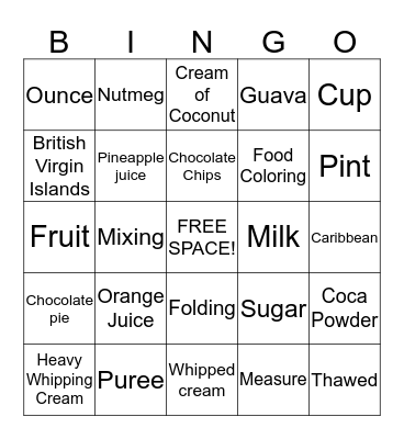 BVI Bingo Card