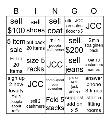 Annie's Very Special Bingo Card