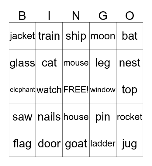 Beginning Sounds Bingo Card