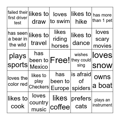 FIND SOMEONE WHO... Bingo Card