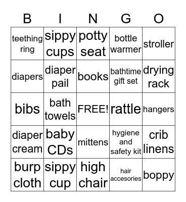 Baby Faith's Gifts Bingo!!! Bingo Card