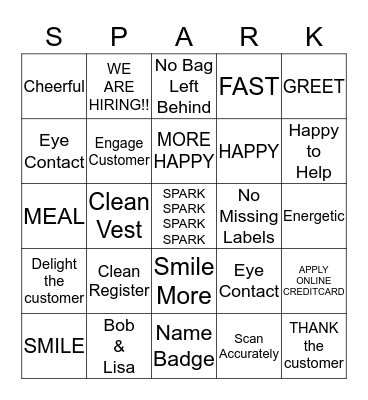 HAPPIEST CASHIER BINGO Card