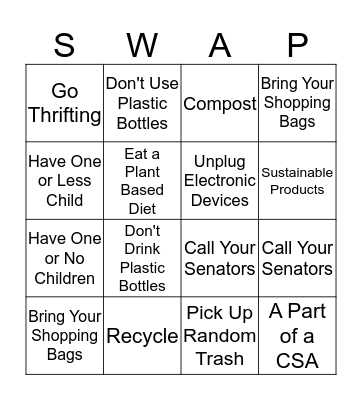 Waste//Land Bingo Card