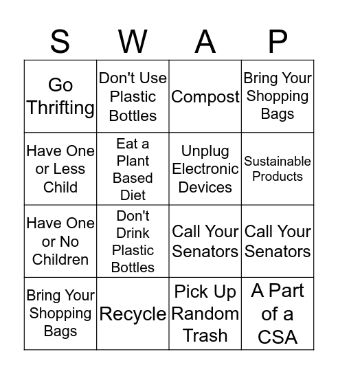 Waste//Land Bingo Card