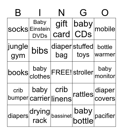 Baby Faith's Gifts Bingo!!! Bingo Card