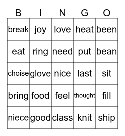 Pronunciation Class Bingo Card