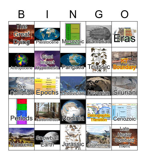 Geological History Bingo Card