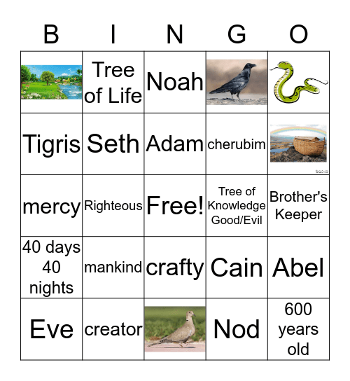 Genesis Dig Sites 1-4 Bingo Card