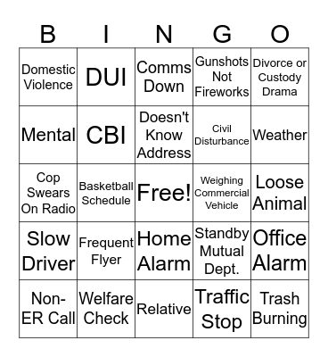 Dispatcher Bingo Card