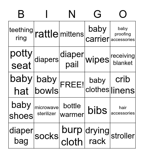 Baby Faith's Gifts Bingo!!! Bingo Card