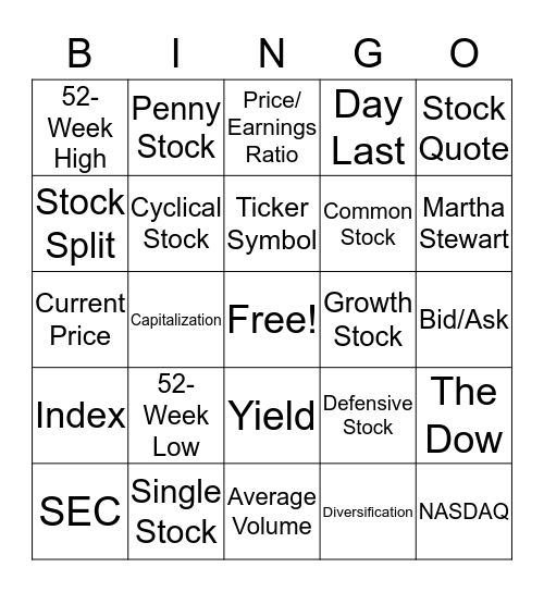 Stock Bingo Card