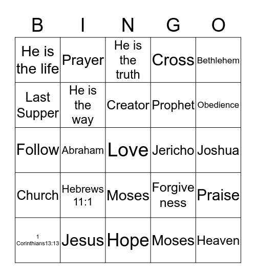 BIBLE BINGO Card