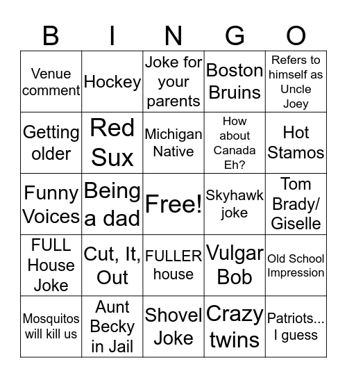 Dave Coolie Eh? Bingo Card