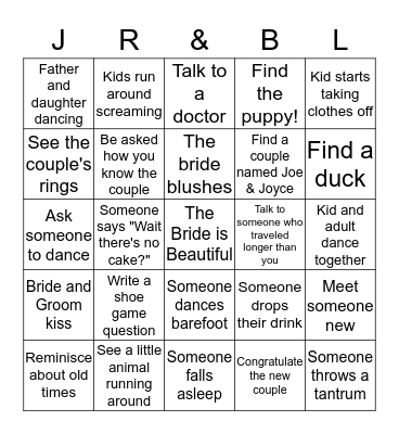 Wedding Bingo Card