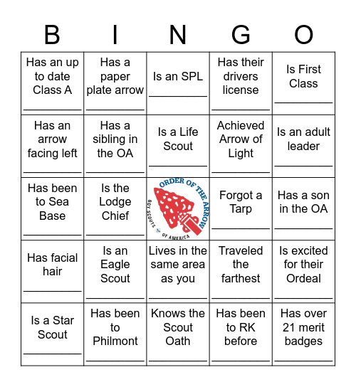 Kishahtek Name Bingo Card