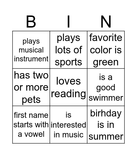 FIND SOMEONE WHO (se) ... Bingo Card