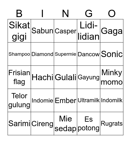 Airin. Bingo Card