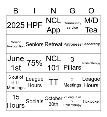 Ticktocker Bingo Card