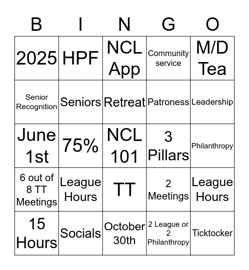 Ticktocker Bingo Card