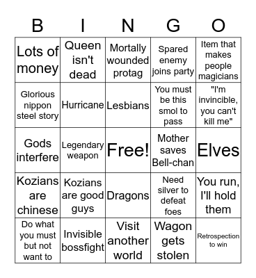 Cozy Bingo Card